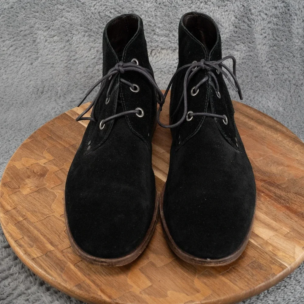 John Varvatos NYC Black Suede Chukka Boots Men's Size 11.5 3 Eye
